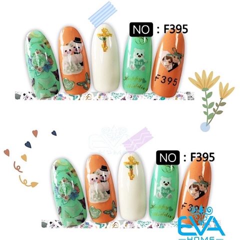  Miếng Dán Móng Tay 3D Nail Sticker Hoạt Hình Chú Gấu Tình Yêu F395 