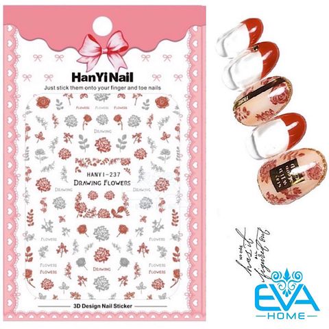  Miếng Dán Móng Tay 3D Nail Sticker Tráng Trí Hoạ Tiết Bông Hoa HY237 