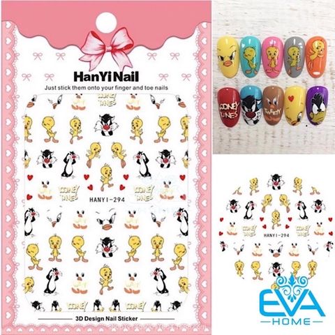  Miếng Dán Móng Tay 3D Nail Sticker Tráng Trí Hoạ Tiết Hoạt Hình Looney Tunes HY294 