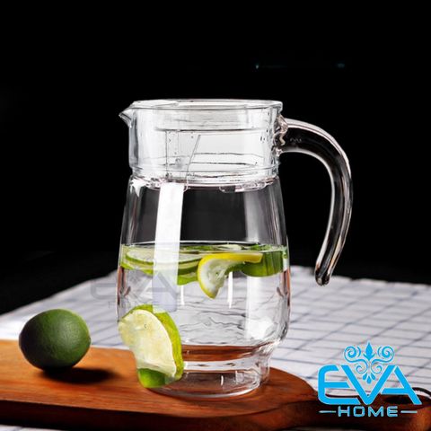  Bình Thuỷ Tinh Đựng Nước 1.6L Quai Cầm Miệng Rót Bầu EH1001 Glass Pitcher Tivoli Jar 1600 ML 