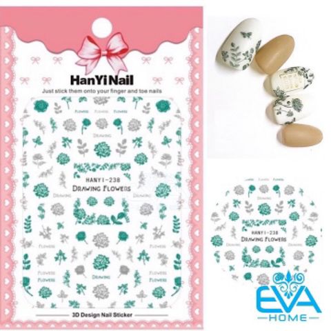  Miếng Dán Móng Tay 3D Nail Sticker Tráng Trí Hoạ Tiết Bông Hoa HY238 