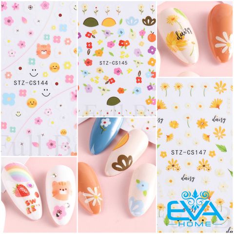  Miếng Dán Móng Tay 3D Nail Sticker Hoa flower Collection Hoạ Tiết Hoa Cúc Và Hoa Màu CS144 / CS145 / CS147 