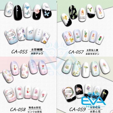  Decal Dán Móng Tay 3D Nail Sticker Tráng Trí Hoạ Tiết Hoa Bướm Và Cây Xương Rồng CA055 - CA059 