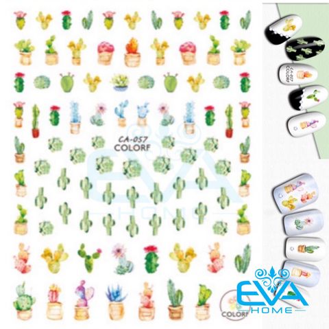  Decal Dán Móng Tay 3D Nail Sticker Hoạ Tiết Cây Xương Rồng Cactus Tree CA057 