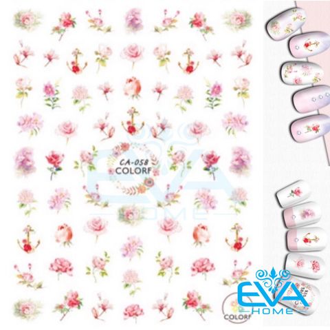  Decal Dán Móng Tay 3D Nail Sticker Hoạ Tiết Hoa Hồng Light Rose CA058 