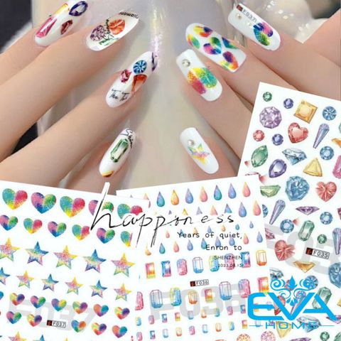  Sicker Dán Móng Tay 3D Nail Sticker Tráng Trí Hoa Văn Đá Ngọc Diamond Sắc Màu F035 / F036 / F037 