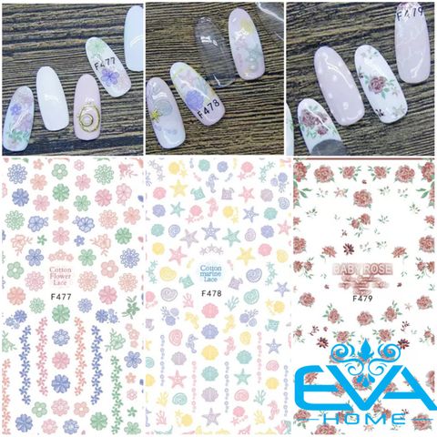  Miếng Dán Móng Tay 3D Nail Sticker Tráng Trí Hoạ Tiết Bông Hoa F477 - F479 