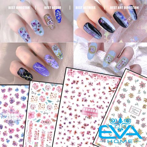  Miếng Dán Móng Tay 3D Nail Sticker Tráng Trí Hoạ Tiết Bông Hoa F480 / F481 / F482 / F483 