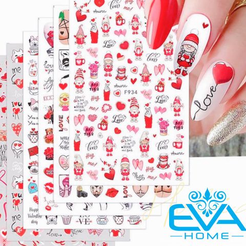  Decal Dán Móng Tay 3D Nail Sticker Love Colecction Hoạ Tiết Trái Tim Tình Yêu Hug Me Love F933 / F934 / F935 