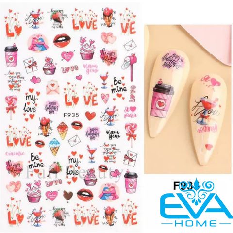  Decal Dán Móng Tay 3D Nail Sticker Love Colecction Hoạ Tiết Trái Tim Tình Yêu Hug Me Love F933 / F934 / F935 