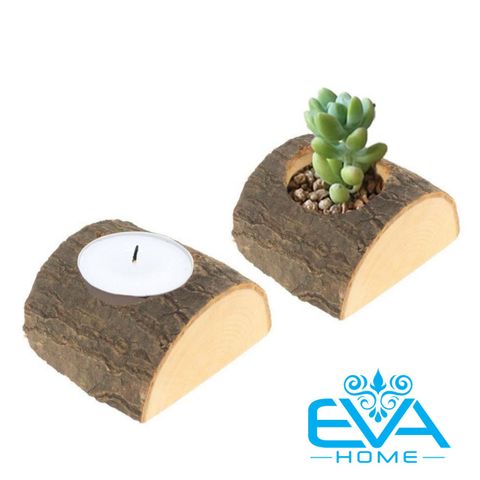  Rustic Wood Candle Tray khay Để Nến Gỗ Hình Khúc Gỗ Thiên Nhiên Trang Trí 