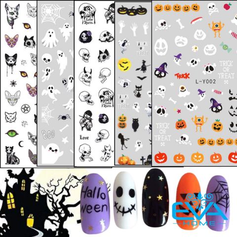  Decal Dán Móng Tay 3D Nail Sticker Chủ Đề Lễ Hội Ma Quỷ Halloween Colecction Hoạ Tiết Dạ Quang Phát Sáng Độc Đáo LY 