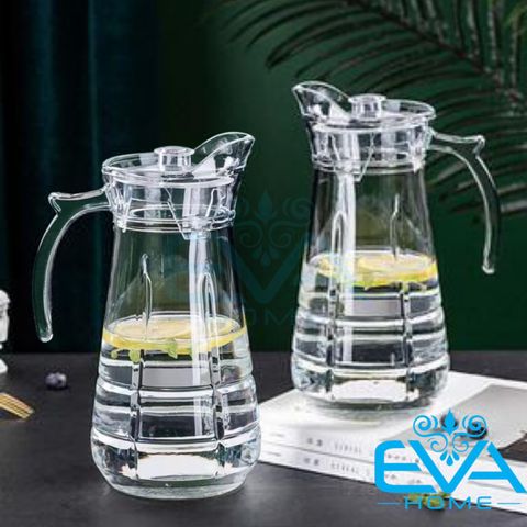  Bình Thuỷ Tinh Đựng Nước 1.7L Quai Cầm Miệng Rót Hoa Văn Windownpane YZH36 Glass Jar 1700ML 