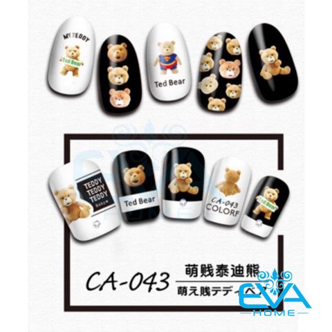  Decal Dán Móng Tay 3D Nail Sticker Tráng Trí Hoạ Tiết Chú Gấu Cute Bear CA043 