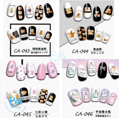  Decal Dán Móng Tay 3D Nail Sticker Tráng Trí Hoạ Tiết Chú Gấu Cute Bear CA043 - CA045 