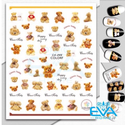  Miếng Dán Móng Tay 3D Nail Sticker Tráng Trí Hoạ Tiết Chú Gấu Cute Bear CA044 