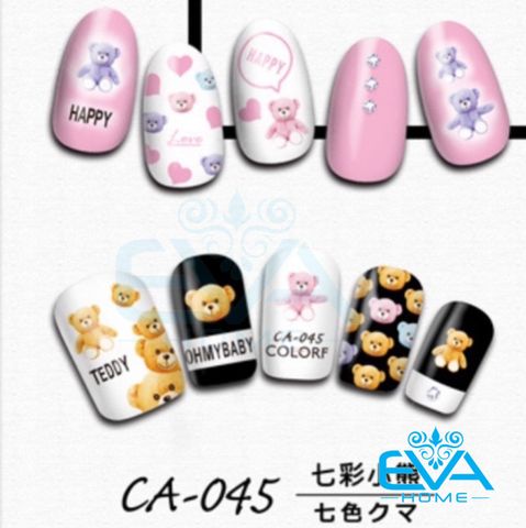  Decal Dán Móng Tay 3D Nail Sticker Tráng Trí Hoạ Tiết Chú Gấu Cute Bear CA045 