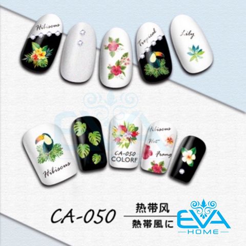  Decal Dán Móng Tay 3D Nail Sticker Tráng Trí Hoạ Tiết Chủ Đề Mùa Hè Và Chú Vẹt Tropical Summer CA050 