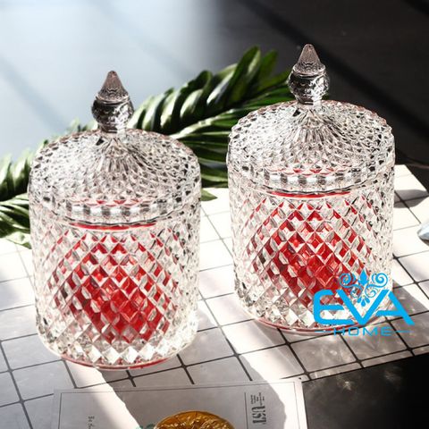  Set 4 Thố Mứt Tết /  Thố Bi Kim Cương Lớn Large Crystal Diamond Jar TG1030-5 Cao Cấp Sang Trọng 