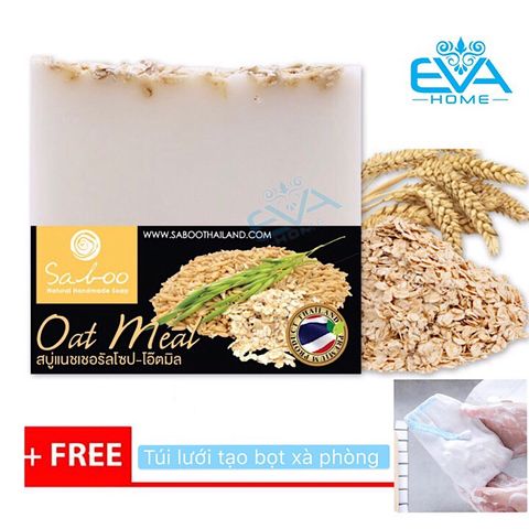  Xà Phòng Saboo Lúa Mạch - Oat Meal Soap Handmade Thailand ( Tặng 1 túi lưới tạo bọt xà phòng 