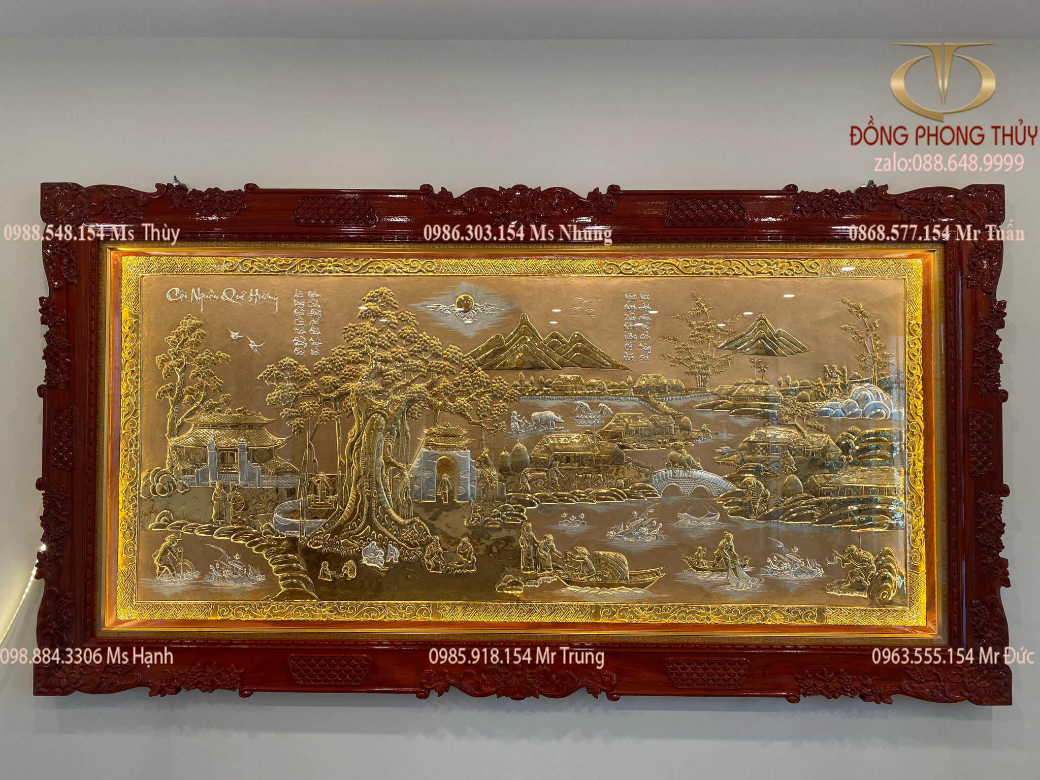 Tranh đồng quê bằng đồng mạ vàng 24k