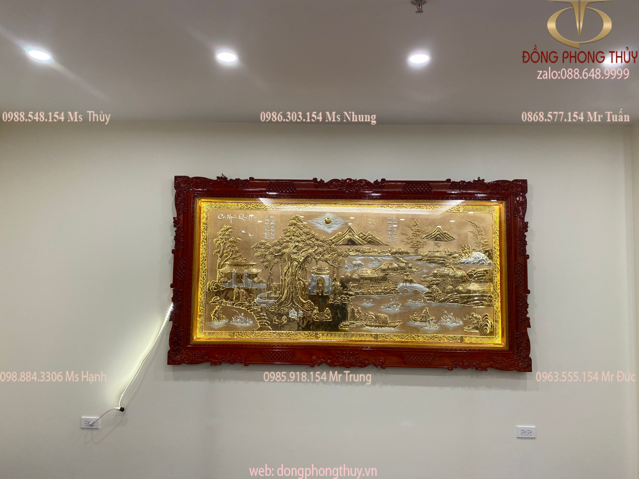 Tranh đồng quê bằng đồng mạ vàng 24k