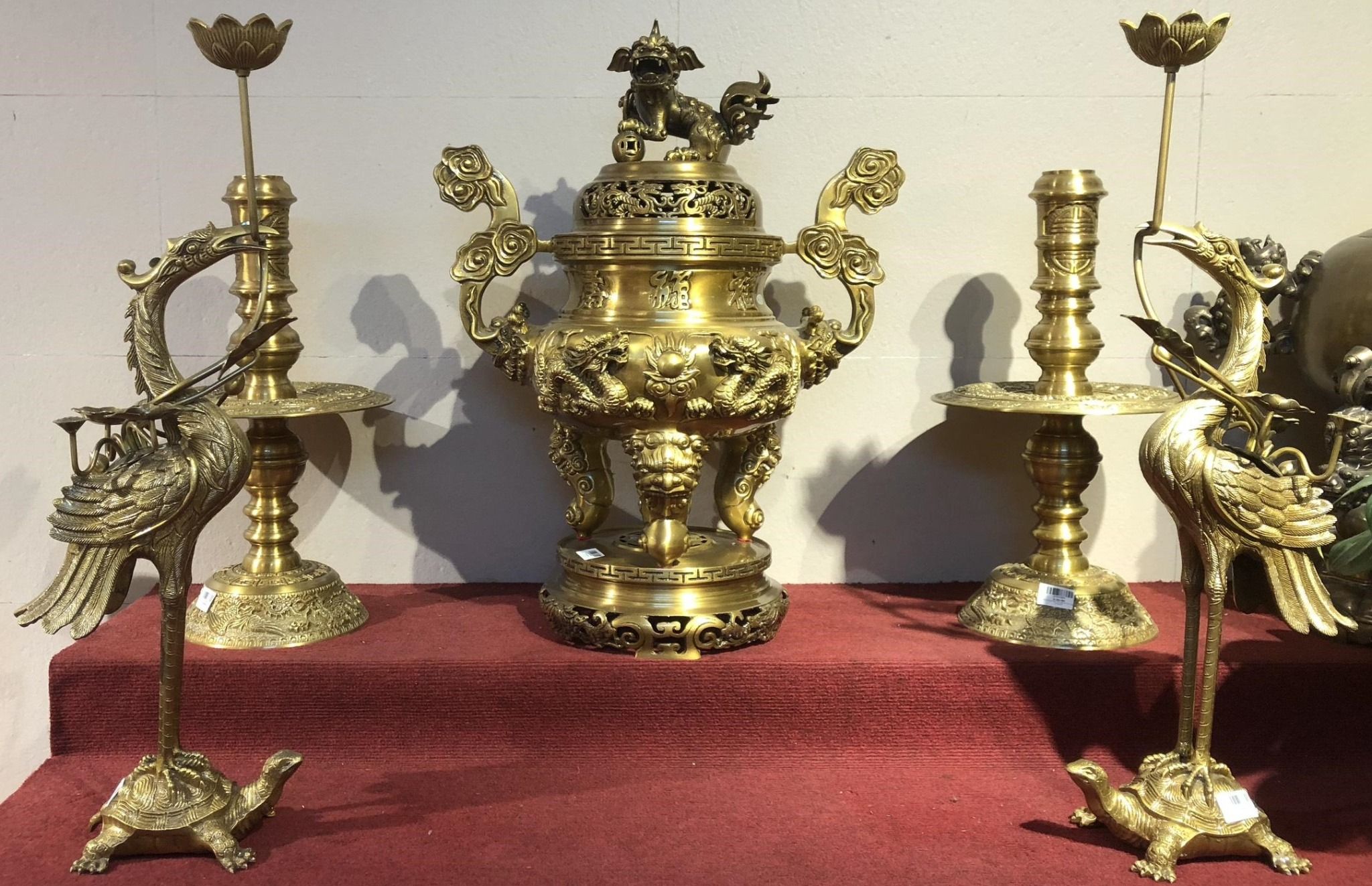 Đỉnh đồng ngũ sự cao 65cm vàng kĩ 33kg- Đồng phong thủy