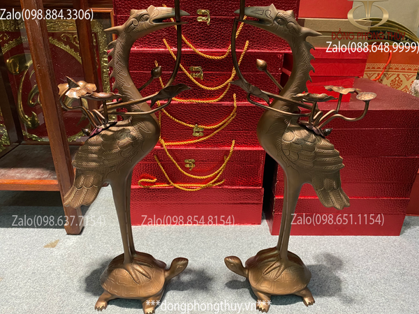 Hạc đồng hạc thờ cặp hạc đồng Đỏ cao 65cm nặng 12,5kg