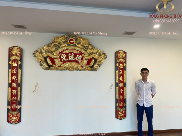 Cuốn thư câu đối 1m76 dát vàng 24k