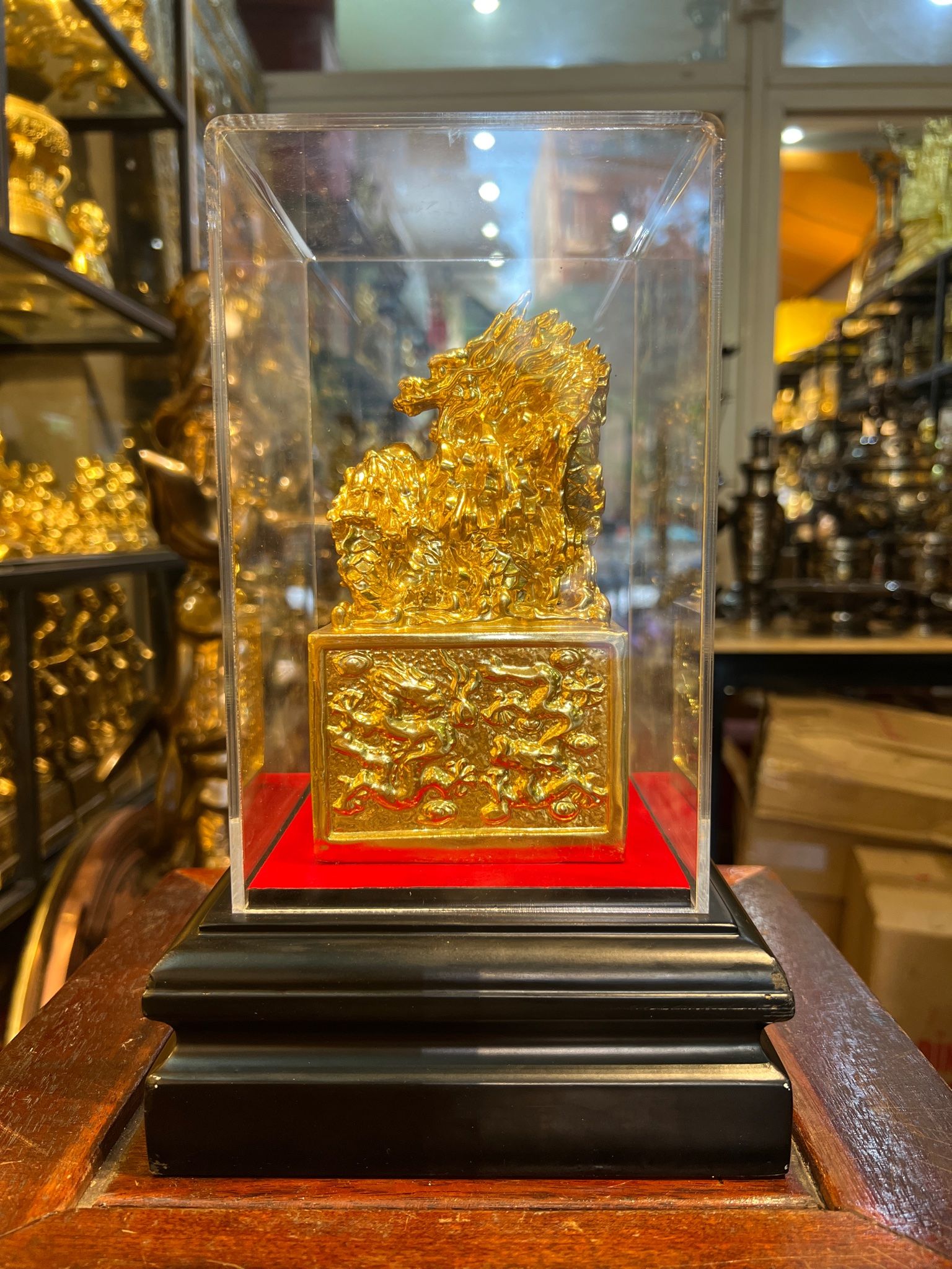 Ấn rồng bằng đồng dát vàng 24k