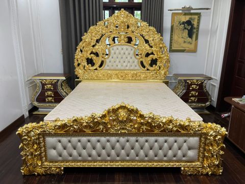 Dát vàng 24k bộ giường và tab đầu giường của khách
