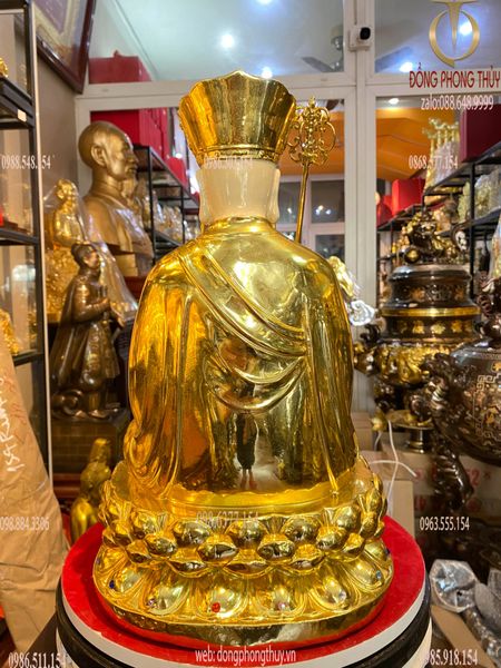 Tượng địa tạng vương cao 40cm dát vàng