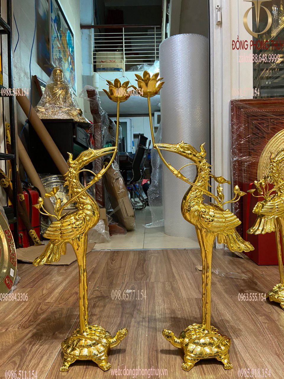 Bộ ngũ sự đỉnh đồng 60cm dát vàng