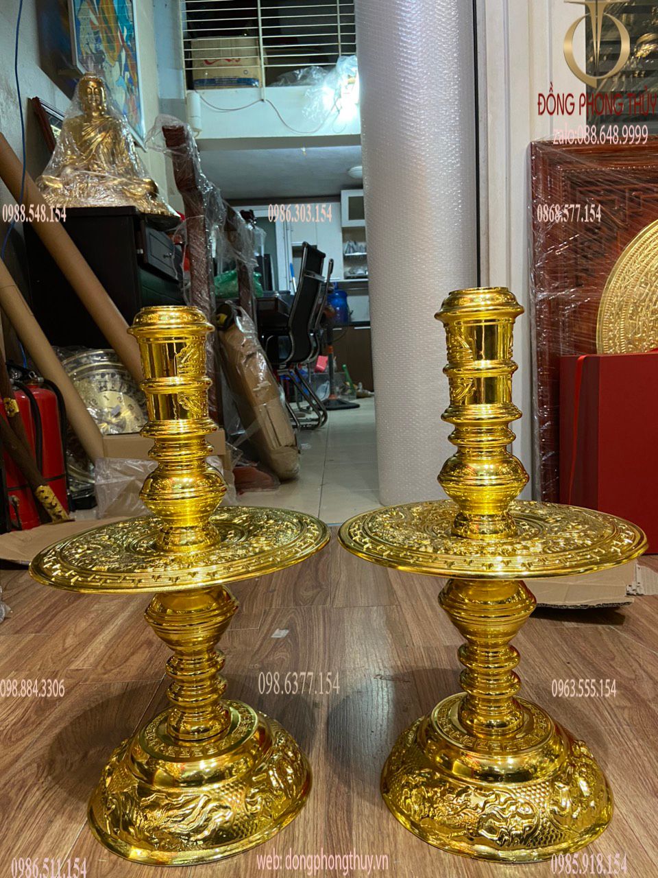 Bộ ngũ sự đỉnh đồng 60cm dát vàng