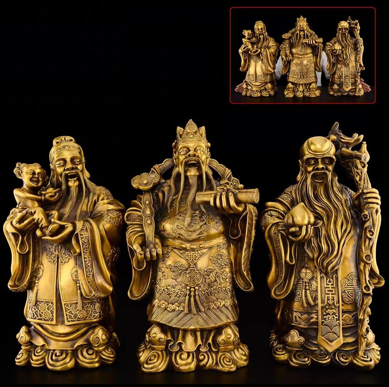 Tượng tam đa phúc lộc thọ cao 56cm 42kg