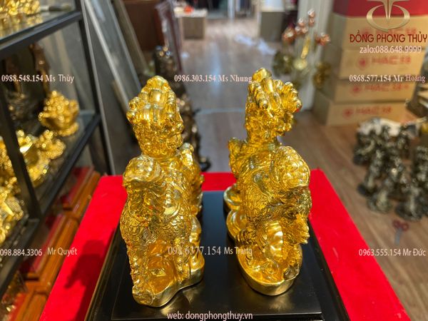 Kỳ lân phong thủy bằng đồng dát vàng 24k