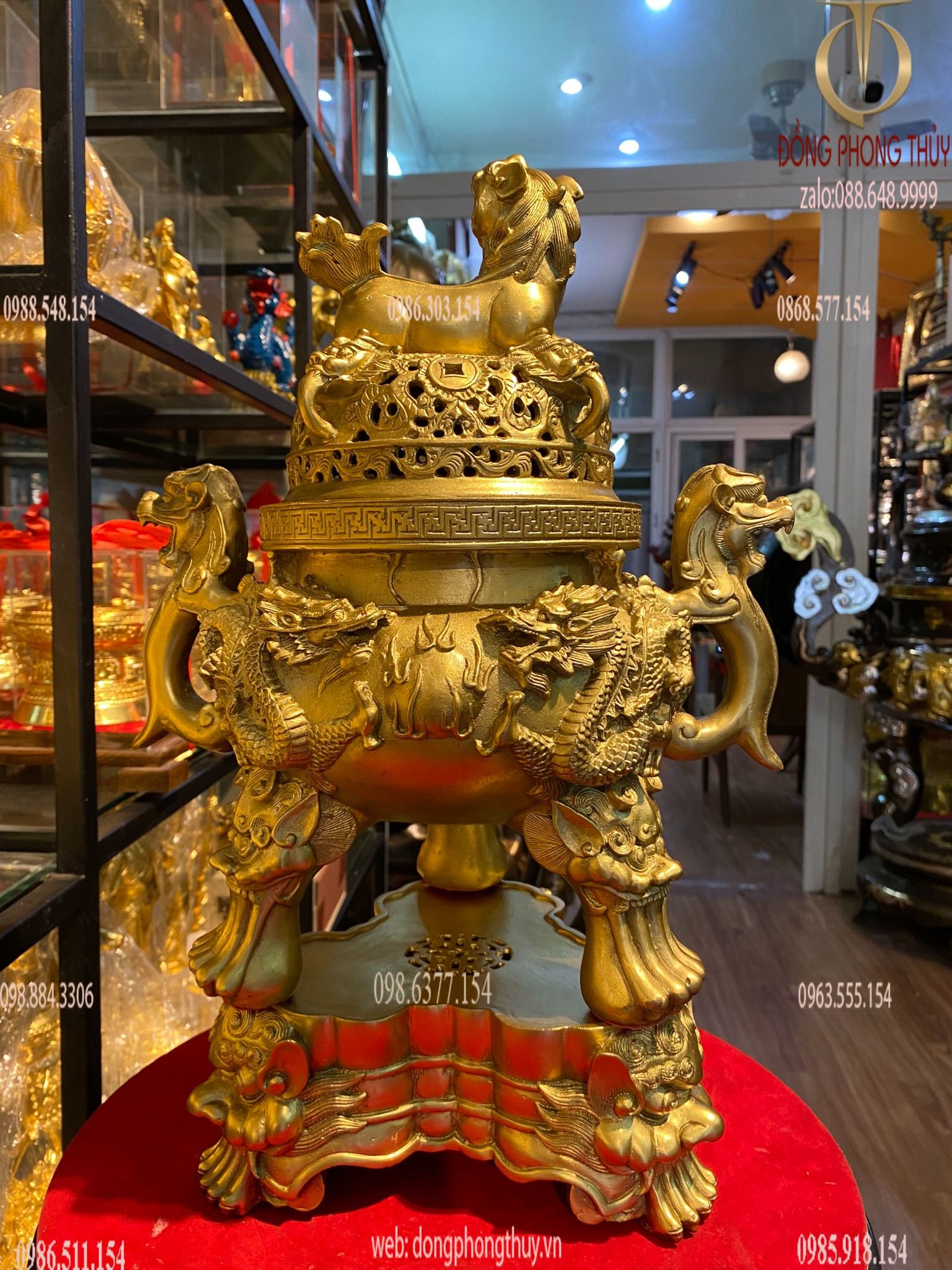 Đỉnh đồng - lư đốt trầm cao 43cm