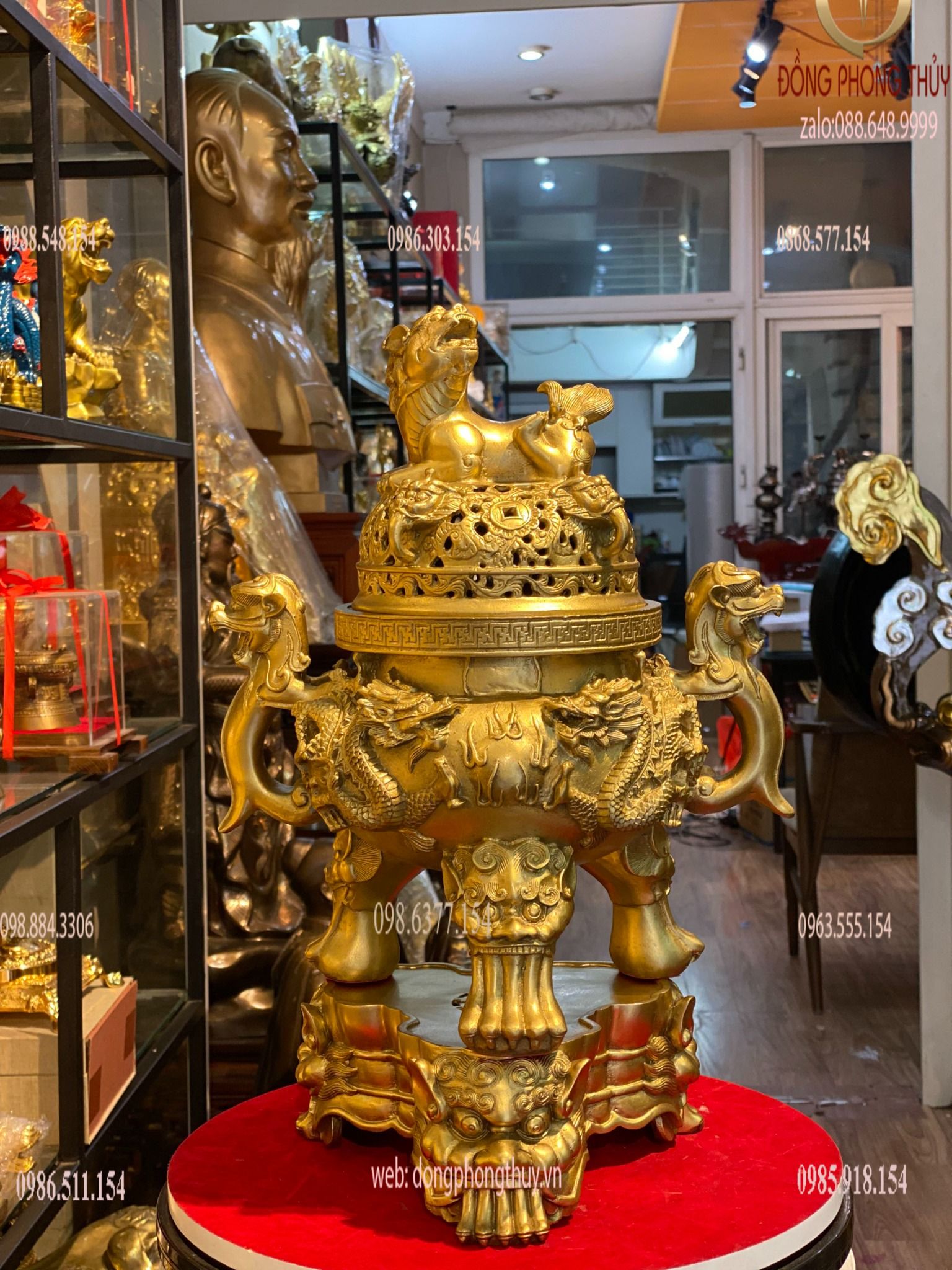 Đỉnh đồng - lư đốt trầm cao 43cm