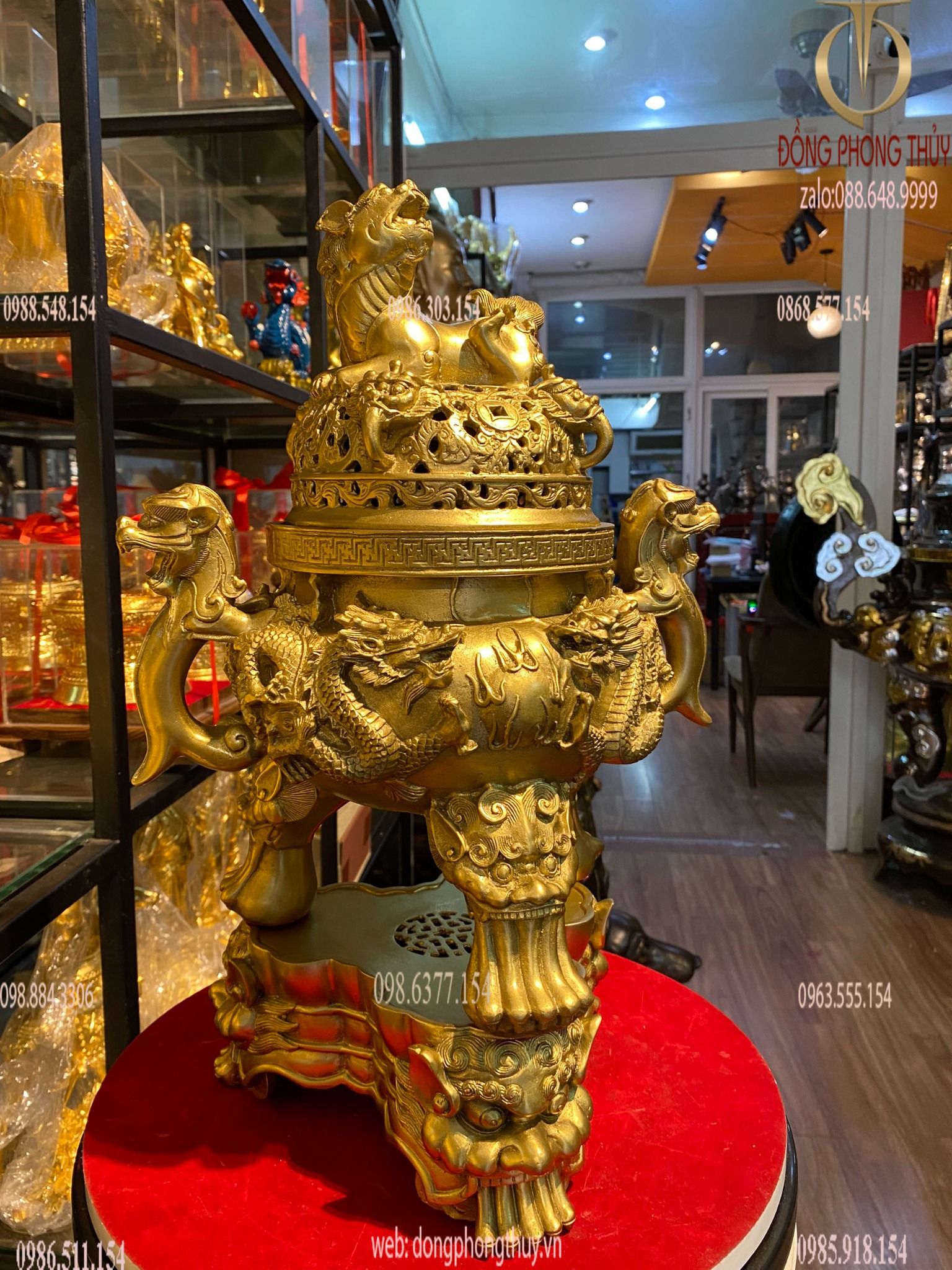 Đỉnh đồng - lư đốt trầm cao 43cm