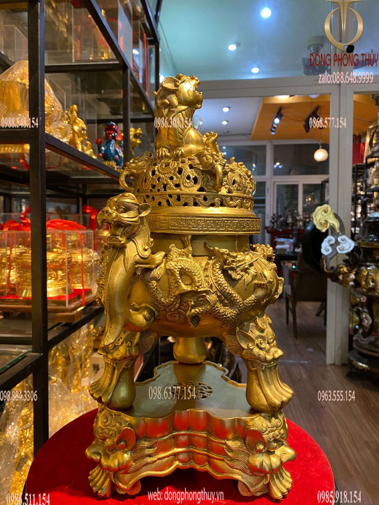 Đỉnh đồng - lư đốt trầm cao 43cm