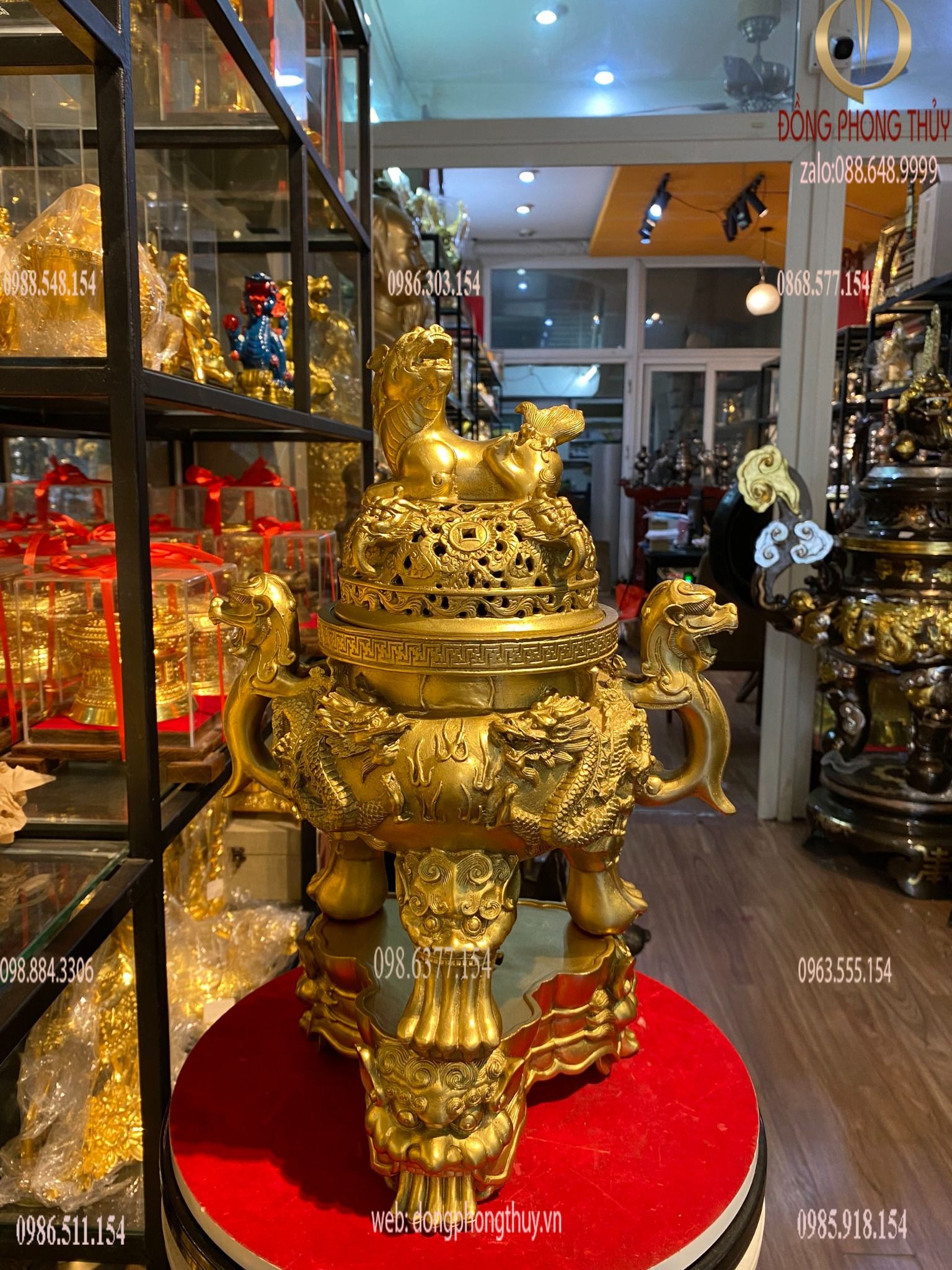 Đỉnh đồng - lư đốt trầm cao 43cm