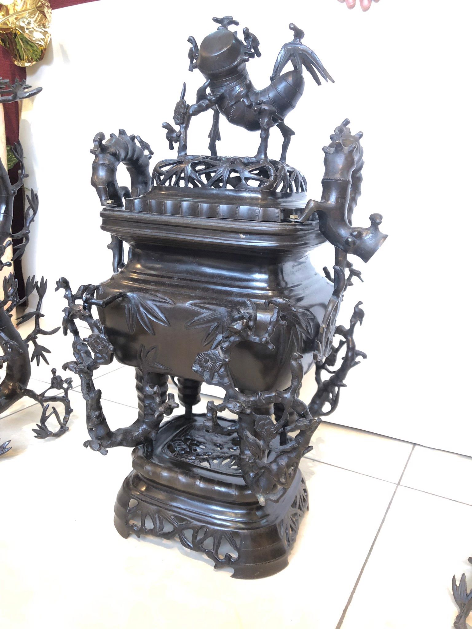 Đỉnh đồng trúc mai hóa long 55cm