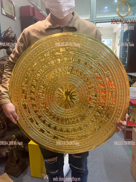 Mặt trống đồng Đông Sơn 70 đồng đỏ dát vàng 24k nặng 16kg