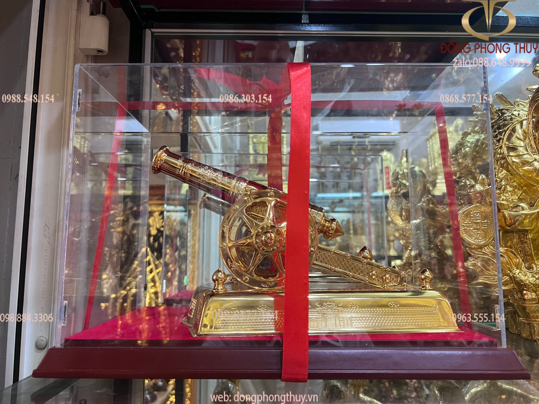 Mô hình khẩu súng pháo đại bác thần công bằng đồng mạ vàng 24k
