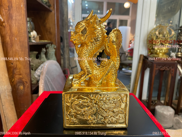 Quà tặng: Ấn rồng bằng đồng dát vàng 24k