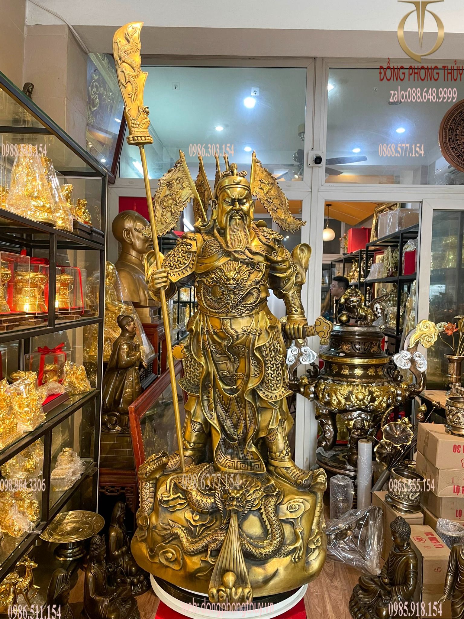 Tượng quan thánh đế quân 90cm ngũ cờ