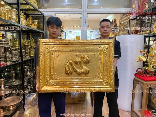 Tranh mạ vàng 24k chữ TÂM 68*86