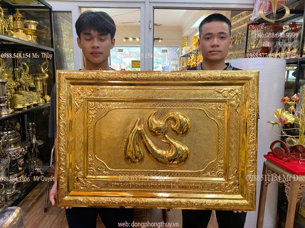 Tranh mạ vàng 24k chữ TÂM 68*86