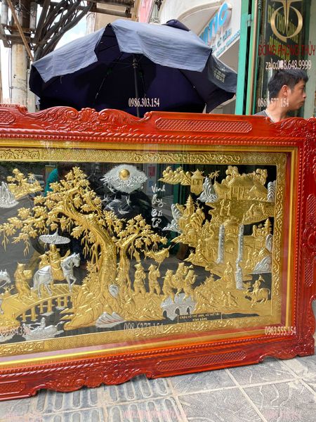 Tranh mạ vàng - Tranh Vinh Quy Bái Tổ dát vàng 24k