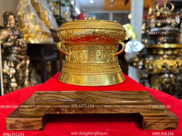 Trống đông 12cm mạ vàng 24k